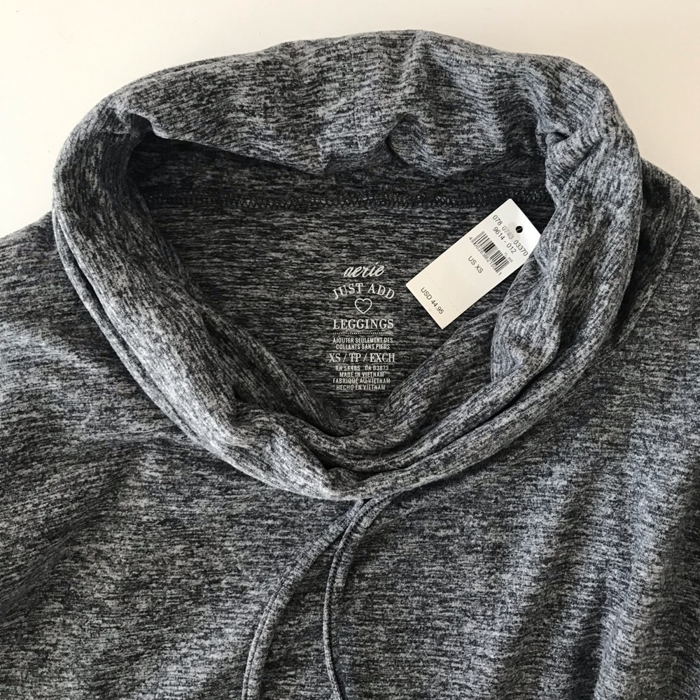 AERIE Ultra Soft Cowl Neck Pullover Tunic Top - Picture 3 of 4